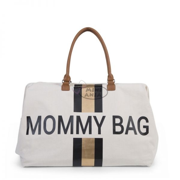 Torba Mommy Bag paski czarno-złote/childhome