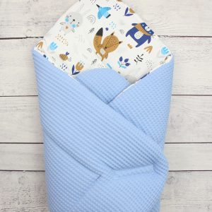 Rożek niemowlęcy zwierzaki skandynawskie/wafel niebieski